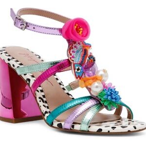 Betsey Johnson Multicolor Embellished Heels. Azallia. Great Condition. Size 8.5
